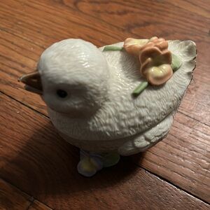 Decorative White Bird Figurine with Floral Accents Lenox chick